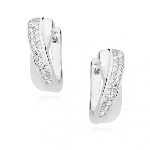 Cercei argint cu tortita cu pietre DiAmanti Z1441DER_W-DIA (Argint 925‰ 2,7 g.)